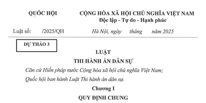  Đã có dự thảo Luật Thi hành án dân sự (sửa đổi) mới nhất (dự thảo 03)