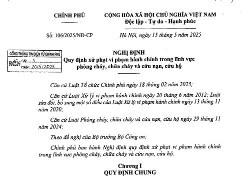 Đã có Nghị định 106 2025 về xử phạt vi phạm hành chính lĩnh vực PCCC
