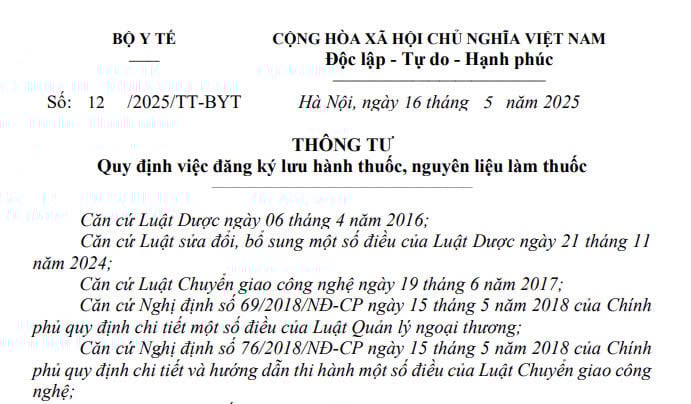 Đã có Thông tư 12/TT-BYT về đăng ký lưu hành thuốc, nguyên liệu làm thuốc
