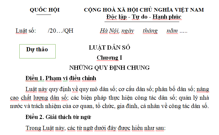 Đã có dự thảo Luật Dân số