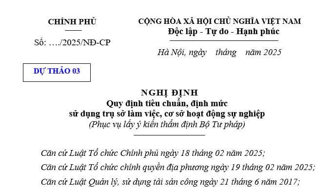 Đã có dự thảo Nghị định về tiêu chuẩn, định mức sử dụng trụ sở làm việc, cơ sở hoạt động sự nghiệp