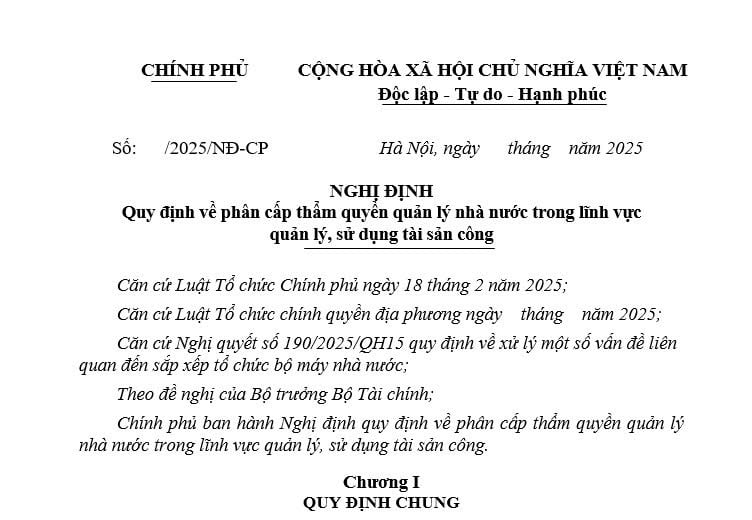 Đã có dự thảo Nghị định về phân cấp thẩm quyền quản lý nhà nước trong quản lý, sử dụng tài sản công