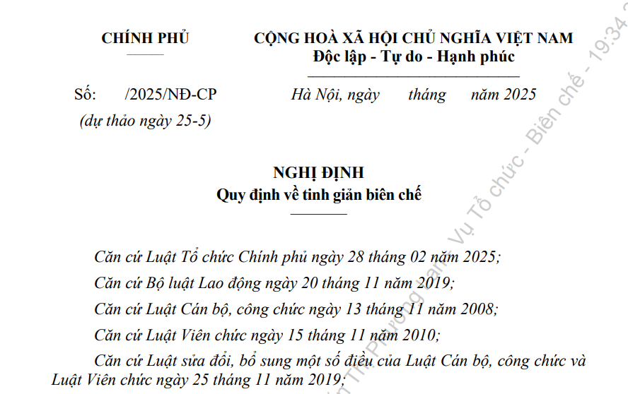 Đã có dự thảo Nghị định về tinh giản biên chế (thay thế Nghị định 29/2023)