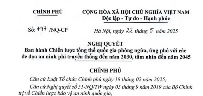 Đã có Nghị quyết 147/NQ-CP về phòng ngừa ứng phó với các đe dọa an ninh phi truyền thống