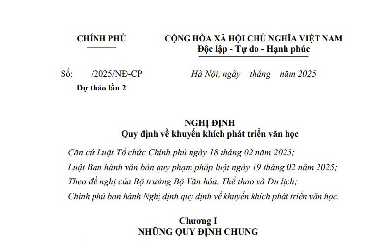 Đã có dự thảo Nghị định về khuyến khích phát triển văn học 