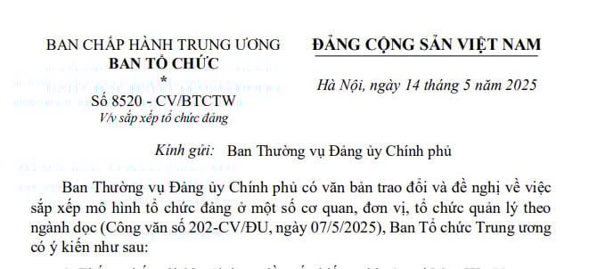 Đã có Công văn 8520-CV/BTCTW về sắp xếp tổ chức đảng tại Chi cục Thuế, Hải quan, Kho bạc Nhà nước