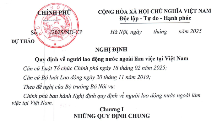 Cập nhật dự thảo Nghị định quy định về lao động nước ngoài làm việc tại Việt Nam