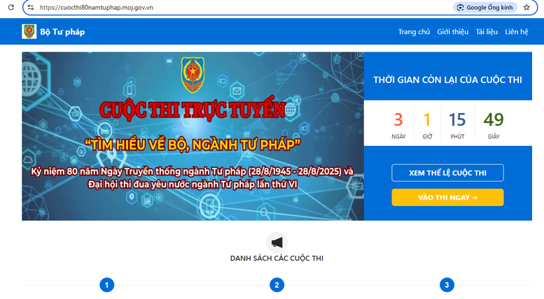 Link tham gia Cuộc thi trực tuyến Tìm hiểu về Bộ ngành Tư pháp năm 2025