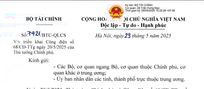 Công văn 7424: Hướng dẫn xử lý cơ sở vật chất khi sắp xếp đơn vị hành chính tại Công điện 68