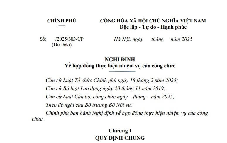 Đã có dự thảo Nghị định về hợp đồng thực hiện nhiệm vụ của công chức