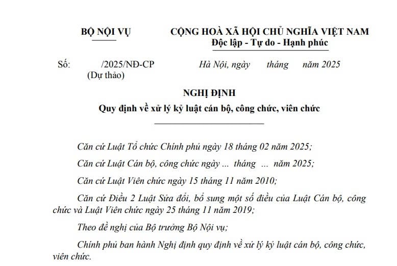 Đã có dự thảo Nghị định về xử lý kỷ luật cán bộ, công chức, viên chức thay thế Nghị định 112/2020 