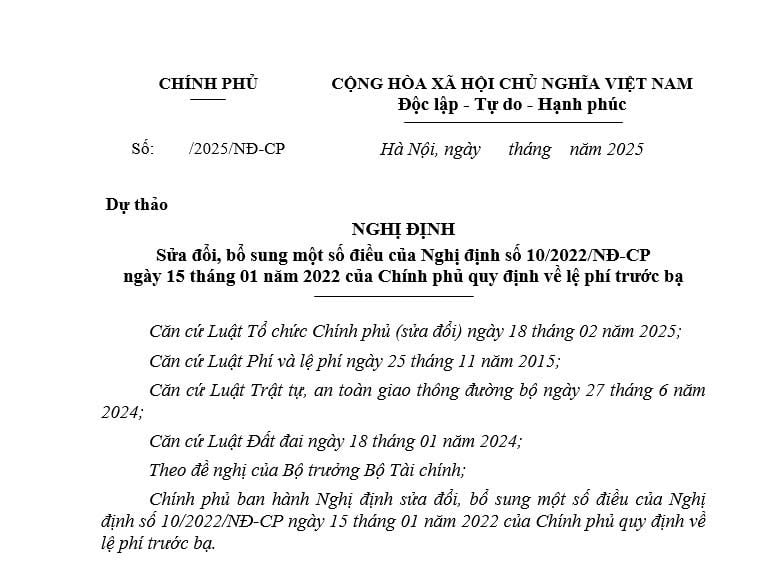 Đã có dự thảo Nghị định sửa đổi Nghị định 10/2022 về lệ phí trước bạ