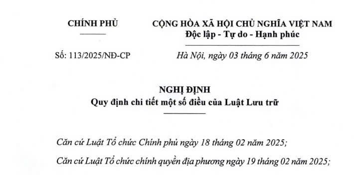Đã có Nghị định 113/2025/NĐ-CP quy định chi tiết Luật Lưu trữ 2024 mới nhất