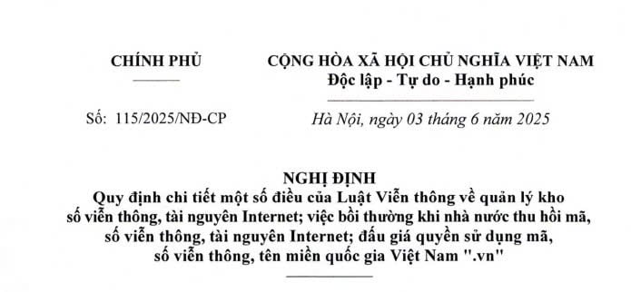 Đã có Nghị định 115/2025/NĐ-CP về quản lý kho số viễn thông tài nguyên Internet tại Luật Viễn thông 2023