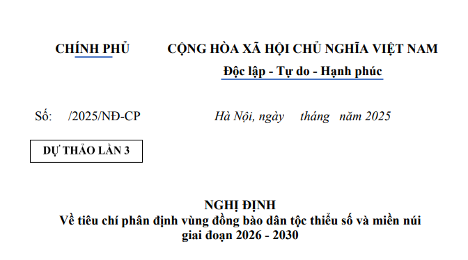Đã có dự thảo Nghị định phân định vùng đồng bào dân tộc thiểu số và miền núi 2026-2030