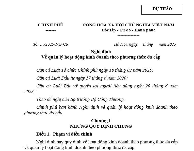 Đã có dự thảo Nghị định thay thế các Nghị định về kinh doanh theo phương thức đa cấp