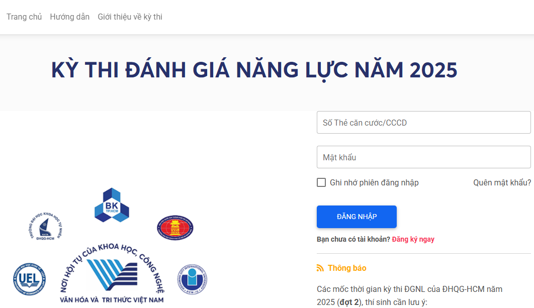 Link tra cứu điểm thi đánh giá năng lực đợt 2 ĐHQG TPHCM năm 2025