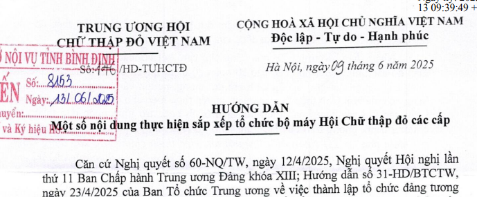 Đã có Hướng dẫn 146/HD-TƯHCTĐ về sắp xếp tổ chức bộ máy Hội chữ thập đỏ các cấp