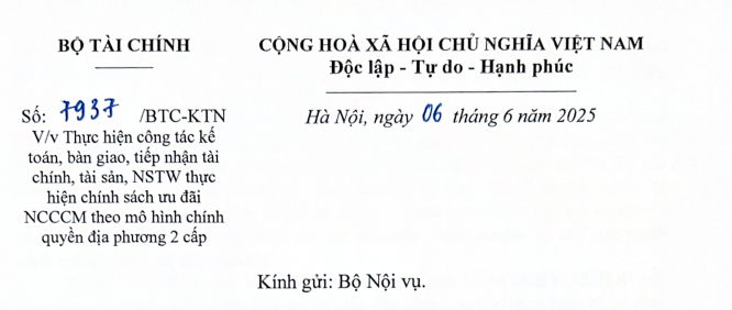 Công văn 7937: Hướng dẫn thực hiện chính sách ưu đãi NCCCM theo mô hình chính quyền địa phương 2 cấp