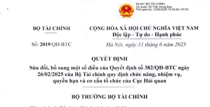 Quyết định 2019: Chính thức điều chỉnh lại tên gọi trụ sở và địa bàn quản lý Chi cục Hải quan khu vực