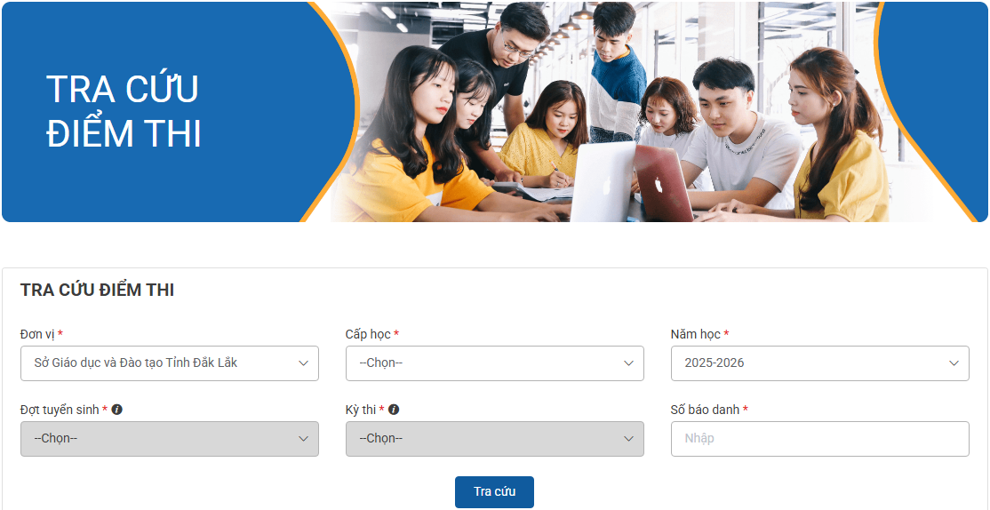 Link tra cứu điểm thi vào lớp 10 tỉnh Đắk Lắk năm học 2025-2026