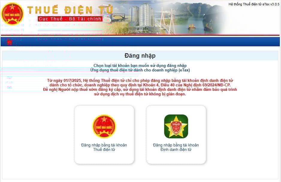 Hướng dẫn đăng nhập Thuế điện tử bằng VNeID của doanh nghiệp