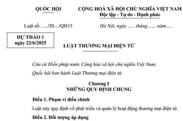 Đã có dự thảo Luật Thương mại điện tử