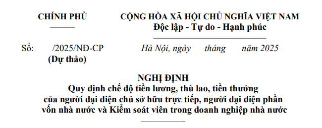 Đã có dự thảo Nghị định về chế độ tiền lương tiền thưởng người đại diện doanh nghiệp nhà nước
