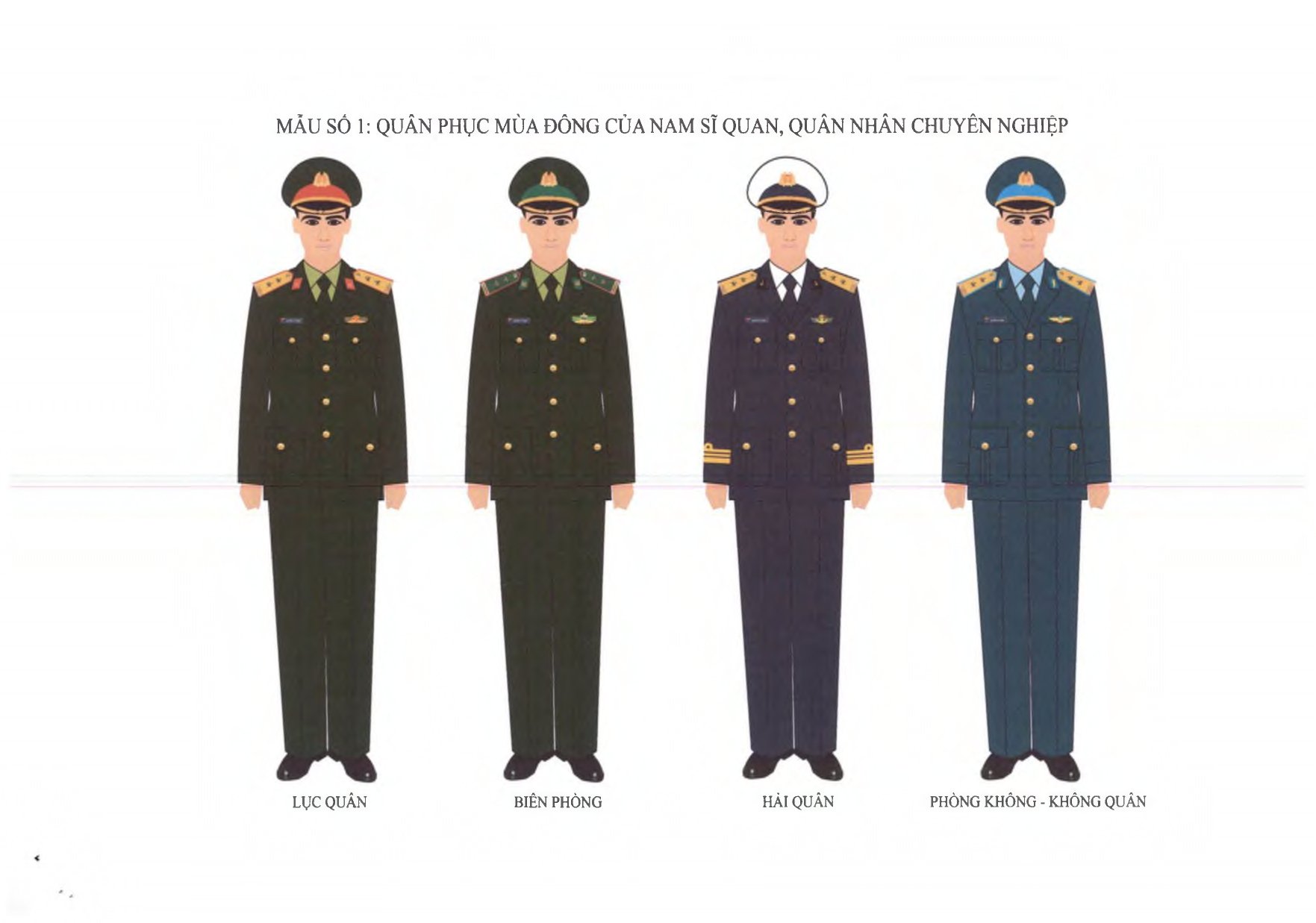 Quân phục mùa đông của nam sĩ quan, quân nhân chuyên nghiệp