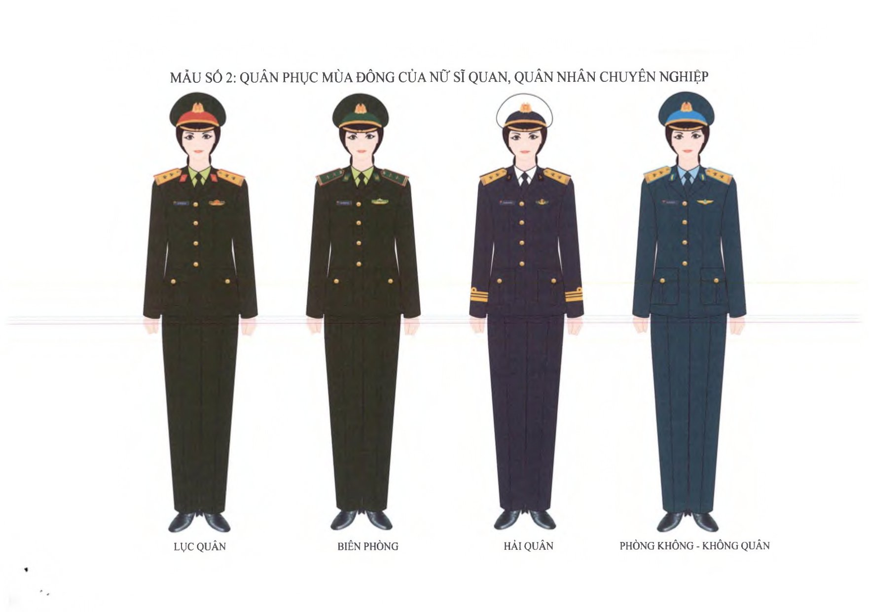Quân phục mùa đông của nữ sĩ quan, quân nhân chuyên nghiệp