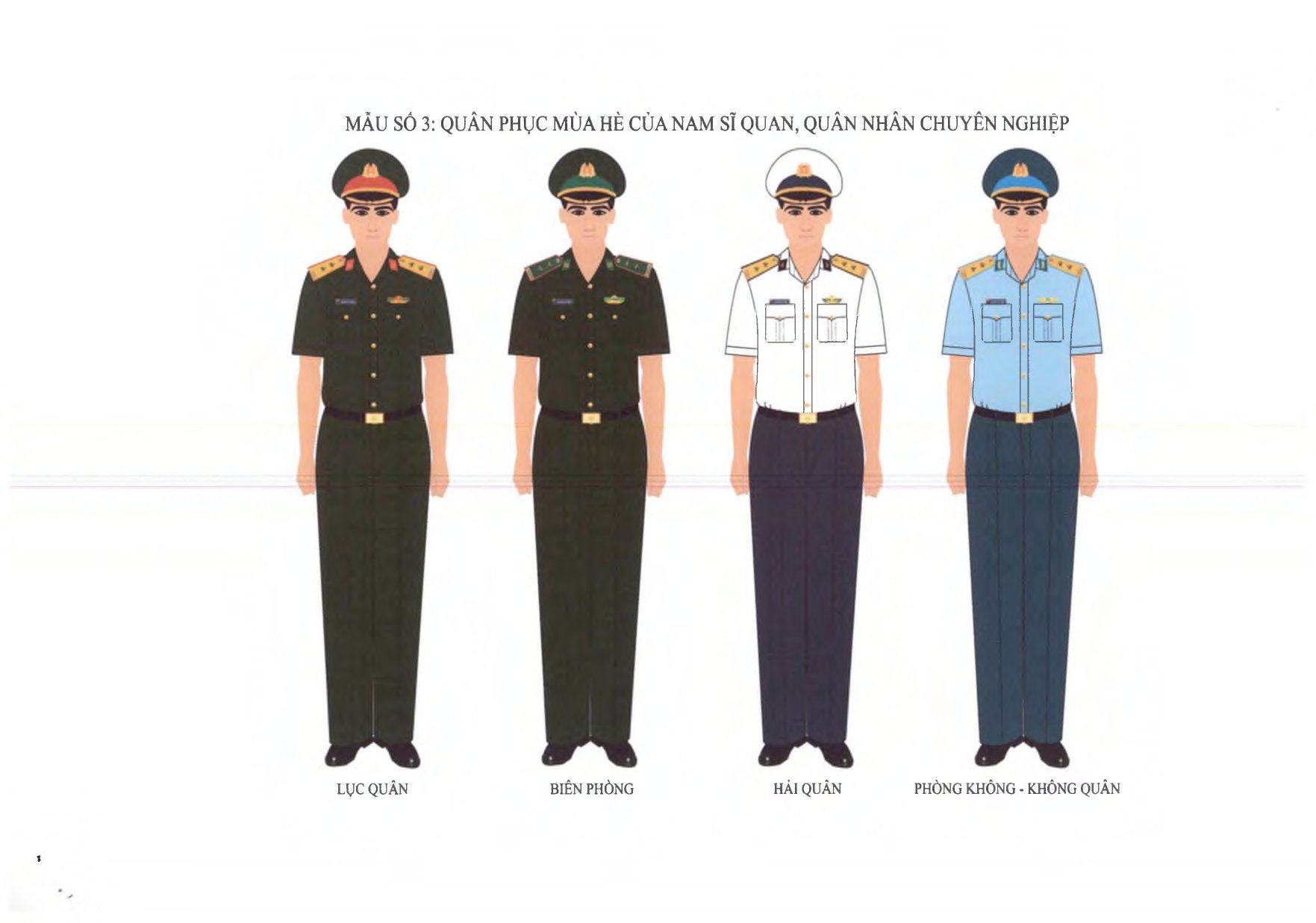 Quân phục mùa hè của nam sĩ quan, quân nhân chuyên nghiệp