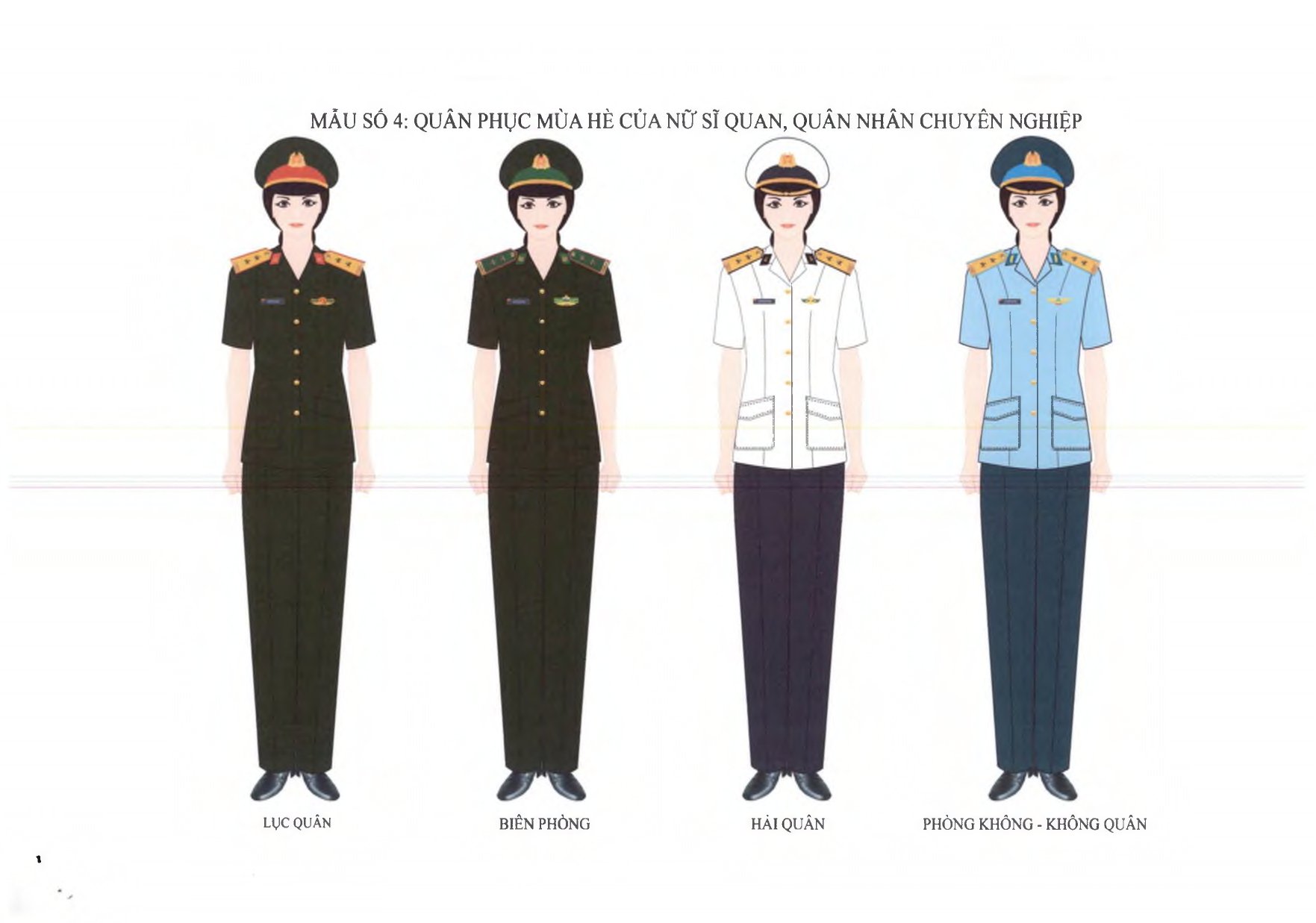 Quân phục mùa hè của nữ sĩ quan, quân nhân chuyên nghiệp