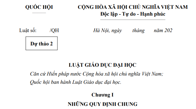 Đã có dự thảo Luật Giáo dục đại học (sửa đổi)