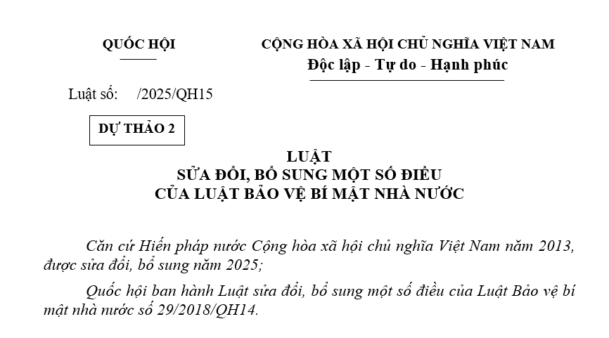 Đã có dự thảo Luật sửa đổi Luật Bảo vệ bí mật nhà nước
