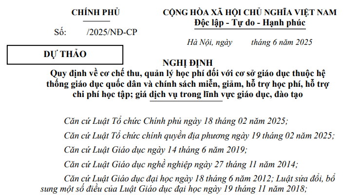 Đã có dự thảo Nghị định mới về chính sách miễn giảm học phí