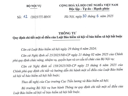 Đã có Thông tư 12/2025/TT-BNV hướng dẫn Bảo hiểm xã hội bắt buộc từ 01/7/2025