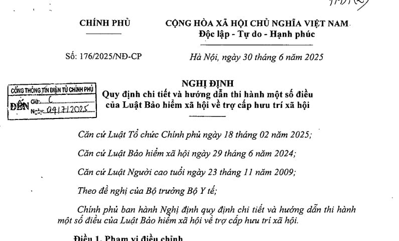 Đã có Nghị định 176/2025/NĐ-CP về trợ cấp hưu trí xã hội