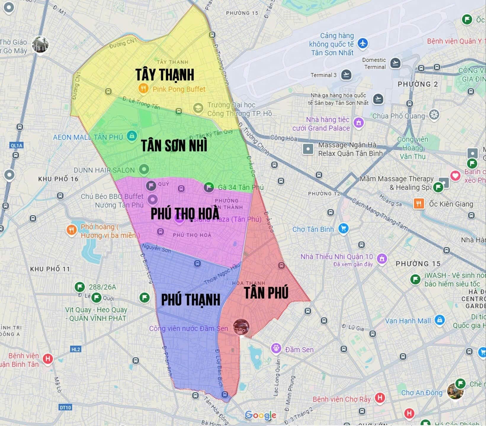 Chi tiết bản đồ tên xã phường mới tại Thành phố Hồ Chí Minh cũ