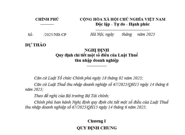 Đã có dự thảo Nghị định quy định chi tiết Luật Thuế thu nhập doanh nghiệp 2025