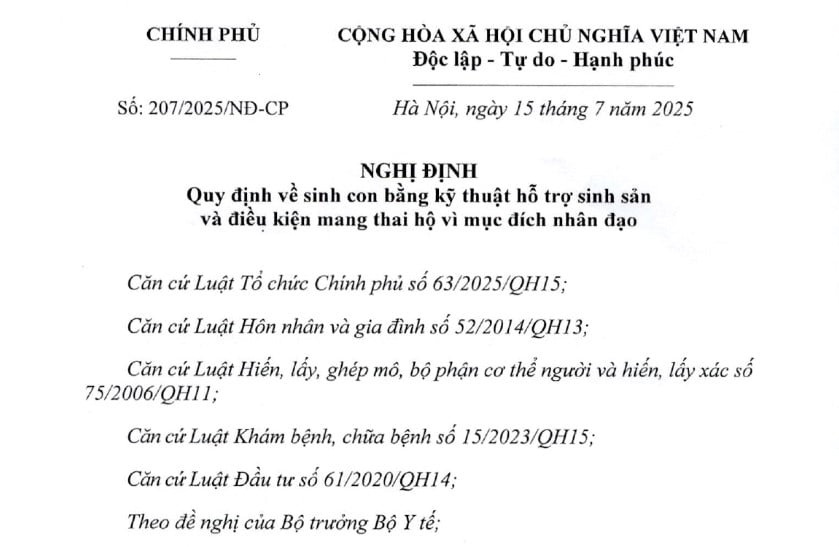 Đã có Nghị định 207/2025/NĐ-CP quy định về mang thai hộ và thụ tinh nhân tạo