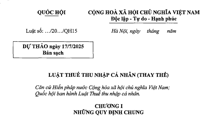 Đã có dự thảo Luật Thuế thu nhập cá nhân thay thế Luật Thuế thu nhập cá nhân 2007