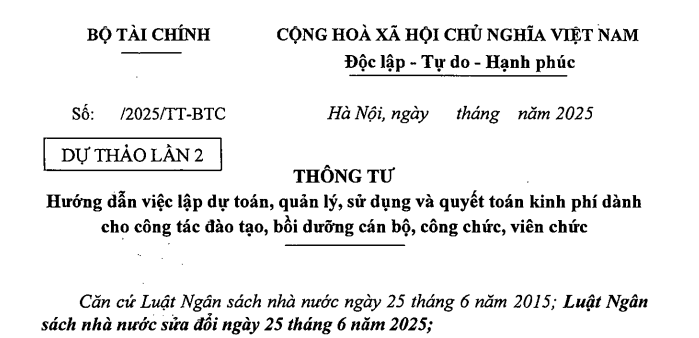 Đã có dự thảo Thông tư về kinh phí cho công tác đào tạo, bồi dưỡng cán bộ công chức, viên chức