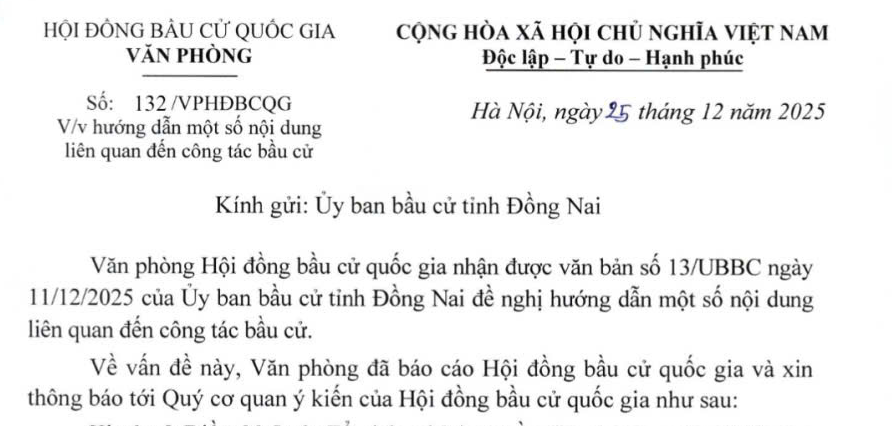 Công văn 132/VPHĐBCQG: Hướng dẫn xác định số lượng đại biểu Hội đồng nhân dân mới nhất