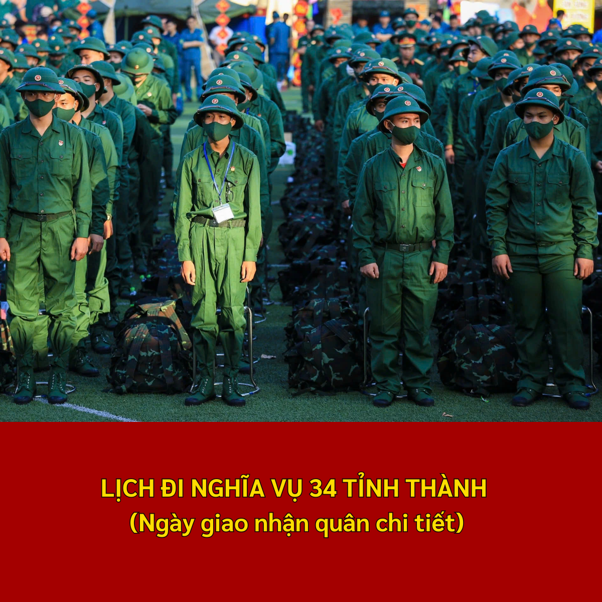 Lịch đi nghĩa vụ 34 tỉnh thành