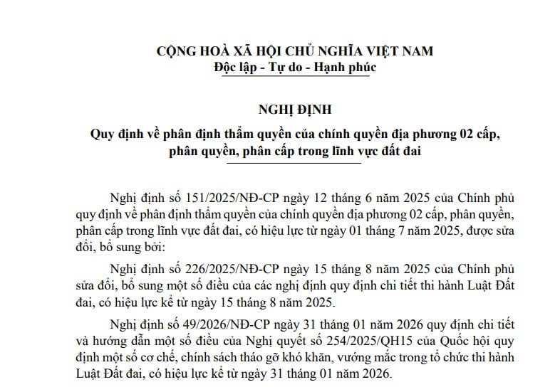 Văn bản hợp nhất 03 Nghị định về đất đai mới nhất (Văn bản hợp nhất 41/VBHN-BNNMT)