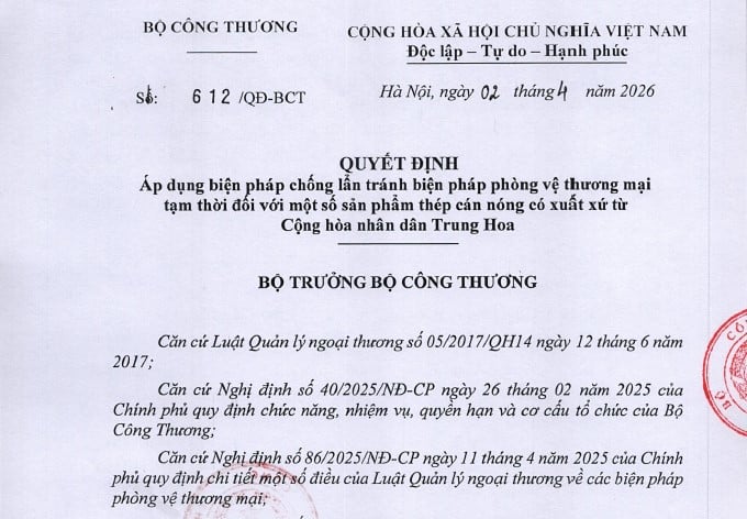  Áp dụng thuế chống bán phá giá 27.83% đối với thép Trung Quốc (Quyết định 612/QĐ-BCT)