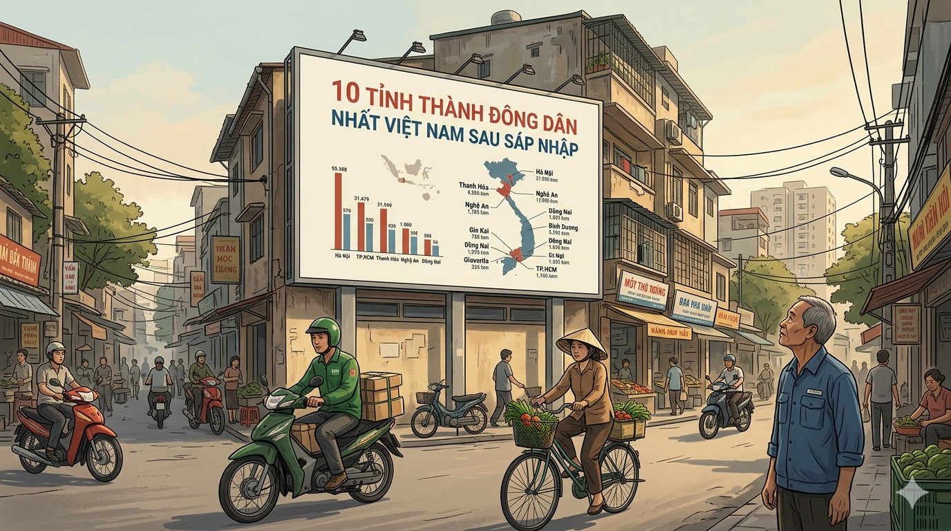10 tỉnh thành đông dân nhất Việt Nam sau sáp nhập 