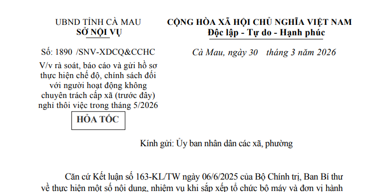 Chỉ đạo hỏa tốc thực hiện giải quyết chế độ cán bộ không chuyên trách tại Cà Mau