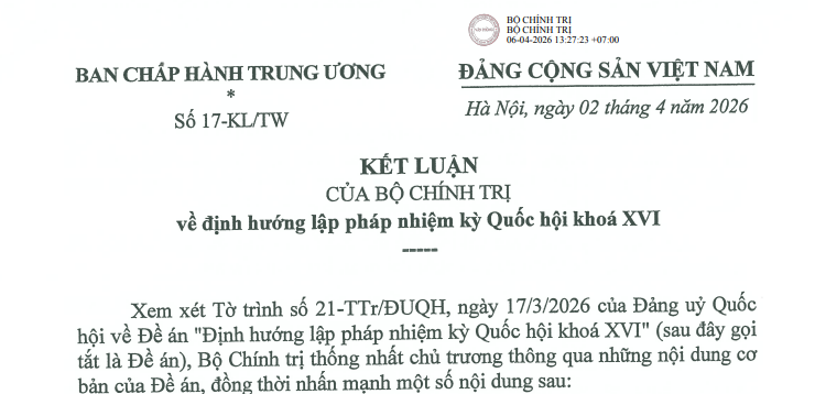 Đã có Kết luận 17-KL/TW về sửa đổi Hiến pháp 2013, vận hành tối ưu chính quyền 3 cấp