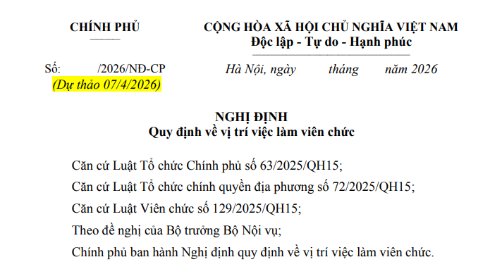Đã có dự thảo Nghị định về vị trí việc làm viên chức
